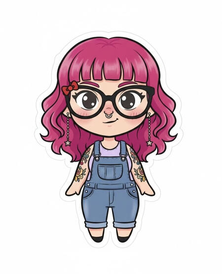 "Chibi-style anime avatar of Autumn Pinnix, the owner of Buddha's Belly Massage in Winston-Salem. The character has bright pink hair and wears overalls, representing the neurodivergent-friendly and approachable anime aesthetic of the sanctuary."
